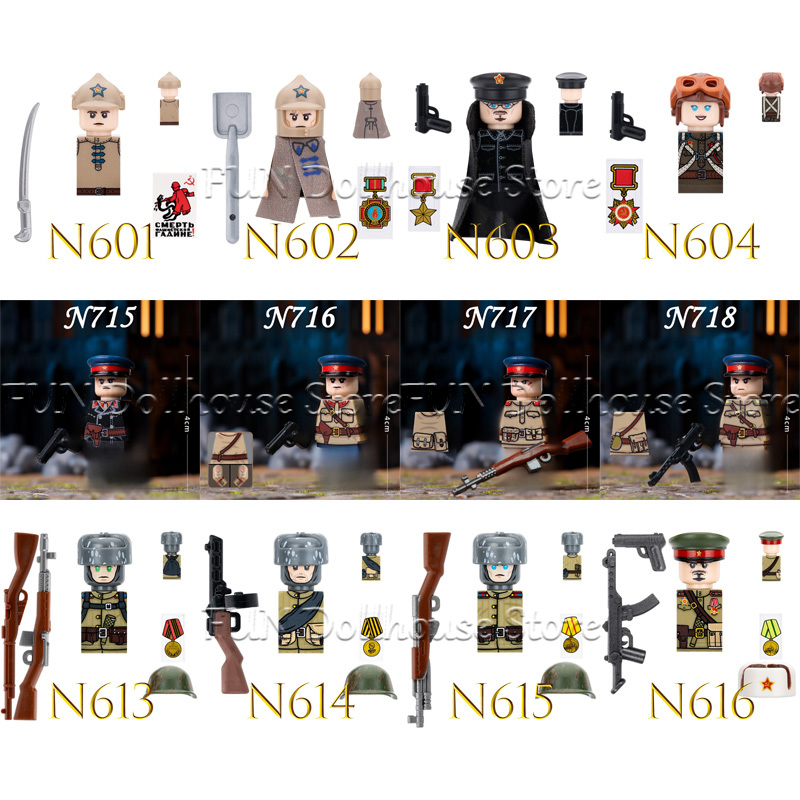 Lego Minifigure Holder - MOC Military Soviet Soldier Figures Building