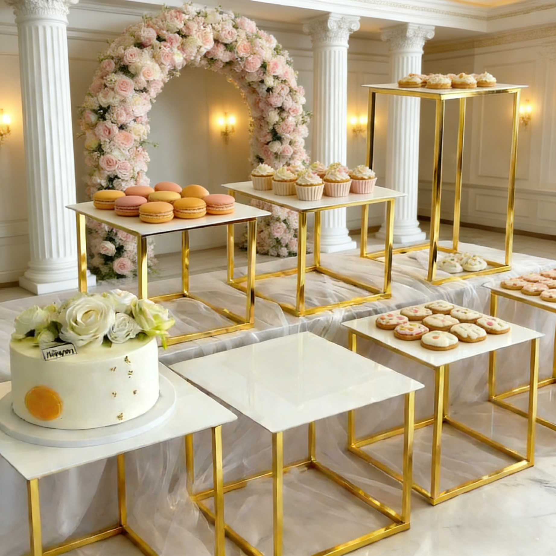 12-20 PCS Luxury Gold Frame Wh - đánh giá và giá Display Risers Set