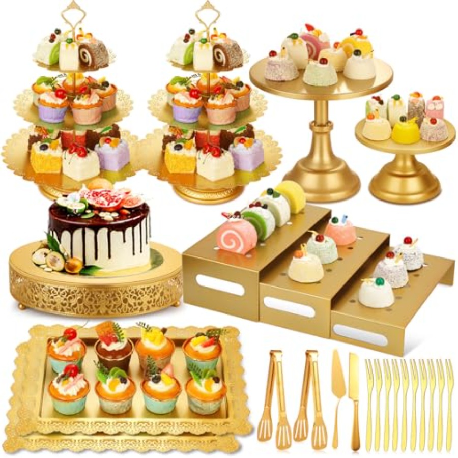 Metal Gold Dessert Table Displ - đánh giá và giá Display Risers Set