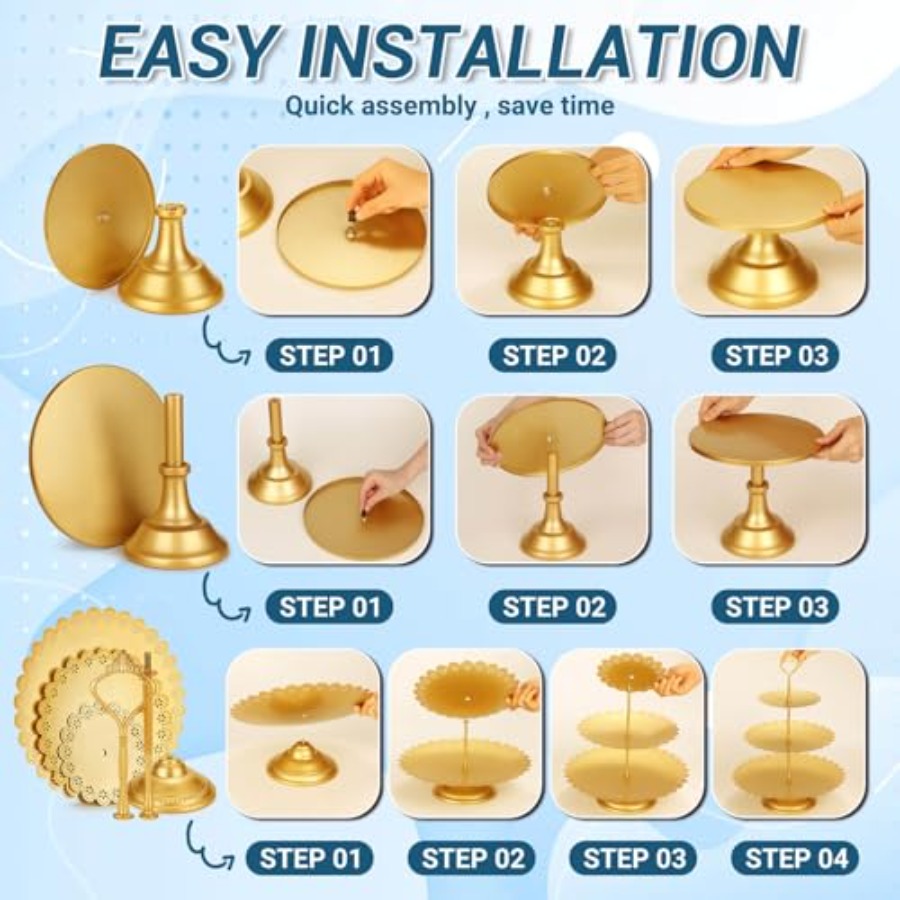 Metal Gold Dessert Table Displ - đánh giá và giá Display Risers Set