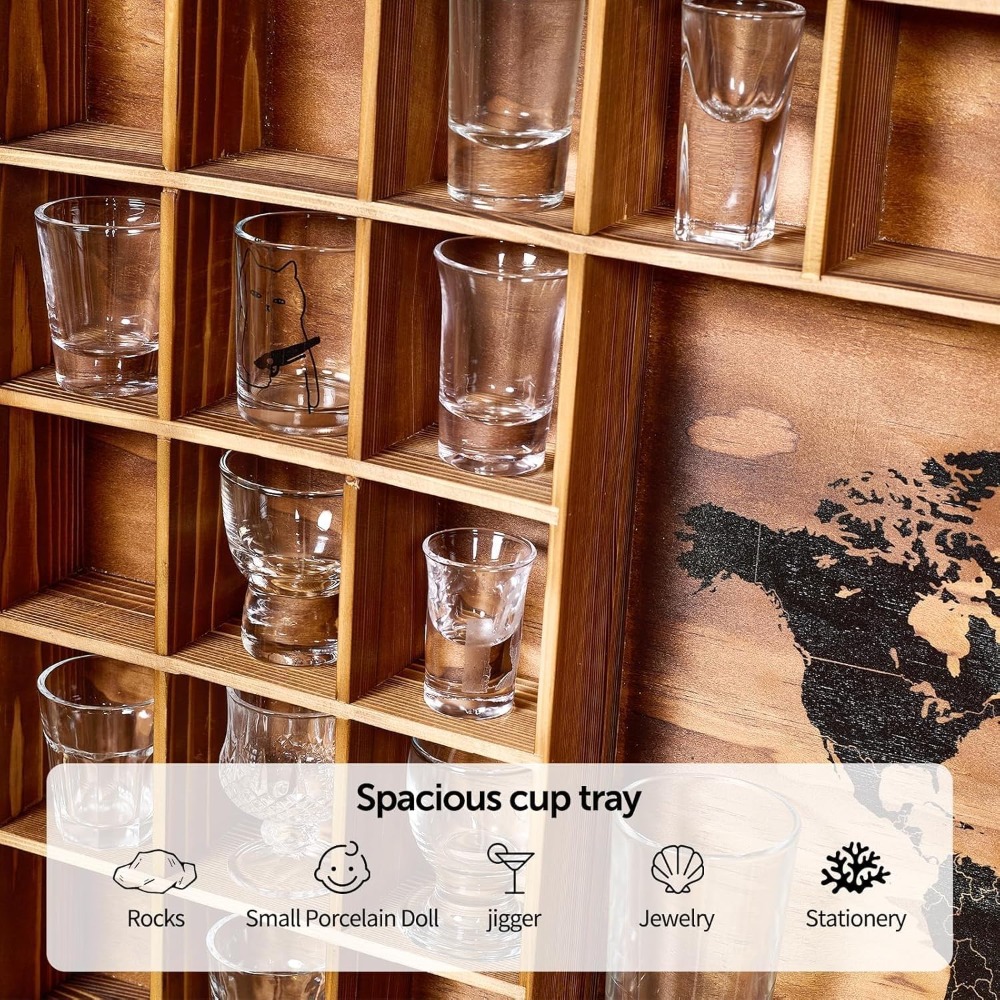 Large World Map Shot Glass Dis - đánh giá và giá Display Case Acrylic